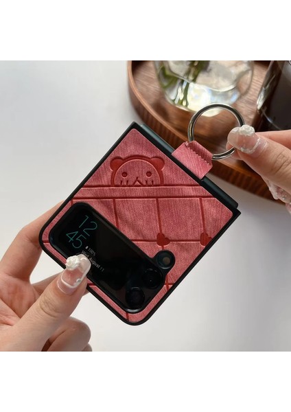 For Samsung Galaxy Z Flip3 Aşk Ayılar Yüzük Cep Telefonu Kılıfları (Yurt Dışından)