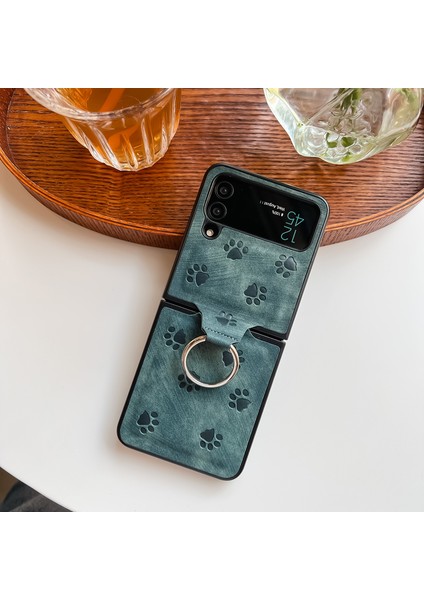 For Samsung Galaxy Z Flip3 Kedi Pençe Deseni Halka Tokası Cep Telefonu Kılıfları (Yurt Dışından)