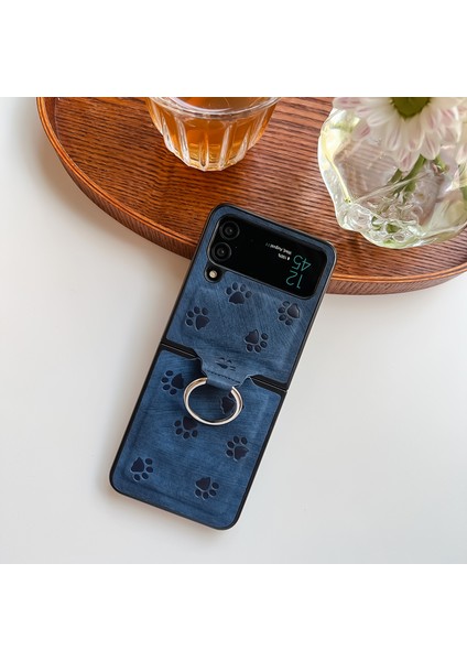 For Samsung Galaxy Z Flip3 Kedi Pençe Deseni Halka Tokası Cep Telefonu Kılıfları (Yurt Dışından)