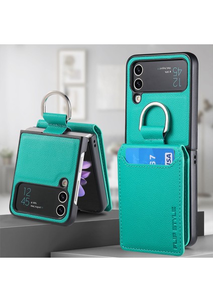 For Samsung Galaxy Z Flip3 Yüzük Lychee Deseni Cüzdan Cep Telefonu Kılıfları (Yurt Dışından)