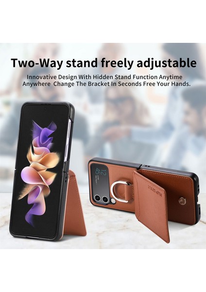For Samsung Galaxy Z Flip3 Yüzük Lychee Deseni Cüzdan Cep Telefonu Kılıfları (Yurt Dışından) fiyatları