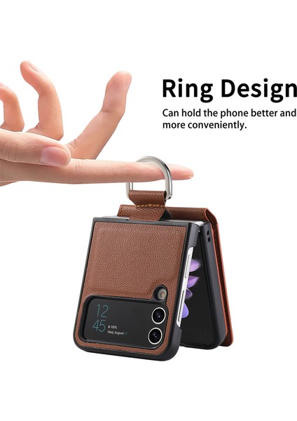 For Samsung Galaxy Z Flip4 Yüzük Lychee Deseni Cüzdan Cep Telefonu Kılıfları (Yurt Dışından) indirimleri