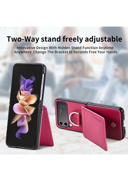 For Samsung Galaxy Z Flip4 Yüzük Lychee Deseni Cüzdan Cep Telefonu Kılıfları (Yurt Dışından) fiyatları