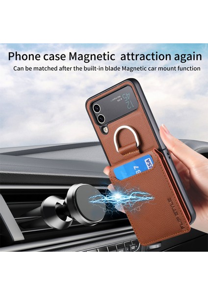For Samsung Galaxy Z Flip3 Yüzük Lychee Deseni Cüzdan Cep Telefonu Kılıfları (Yurt Dışından) fırsatları