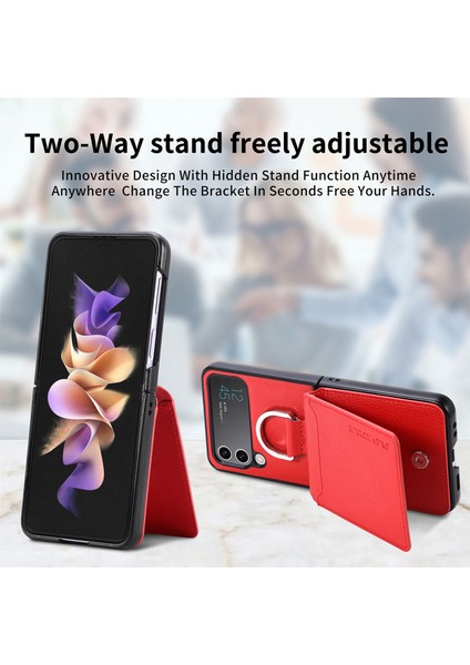 For Samsung Galaxy Z Flip4 Yüzük Lychee Deseni Cüzdan Cep Telefonu Kılıfları (Yurt Dışından) fiyatları