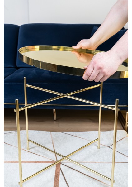 Cemile Gold Metal Aynalı Tepsili Sehpa,metal Tepsili Lux Aynalı Sehpa modelleri