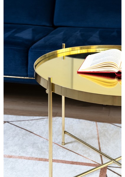 Cemile Gold Metal Aynalı Tepsili Sehpa,metal Tepsili Lux Aynalı Sehpa fırsatları