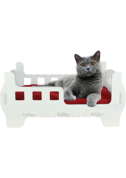 Büyük Kedi Yatağı Dekoratif Ahşap Dayanıklı Beşik Karyola Model