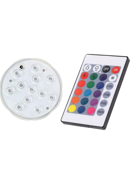 Rgb LED Işık Sualtı Parti Yüzme Havuzu Spa Banyo Işık Uzaktan Kumanda - Rbg, 10.5 cm 12 LED (Yurt Dışından)