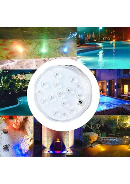 Rgb LED Işık Sualtı Parti Yüzme Havuzu Spa Banyo Işık Uzaktan Kumanda - Rbg, 10.5 cm 12 LED (Yurt Dışından)