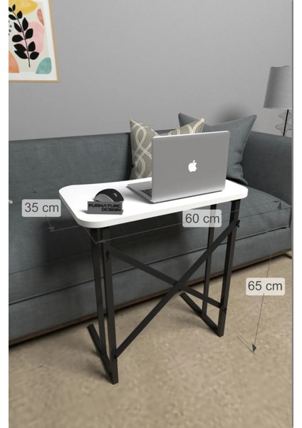 Metal Ayaklı Laptop Sehpası Kahvaltı Masası Çalışma Sehpası Beyaz 60X35 FD-MTL60X35-BEYAZ modelleri