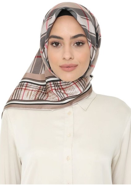 Ipek Eşarp Twill Vizon Ekosekareli modelleri