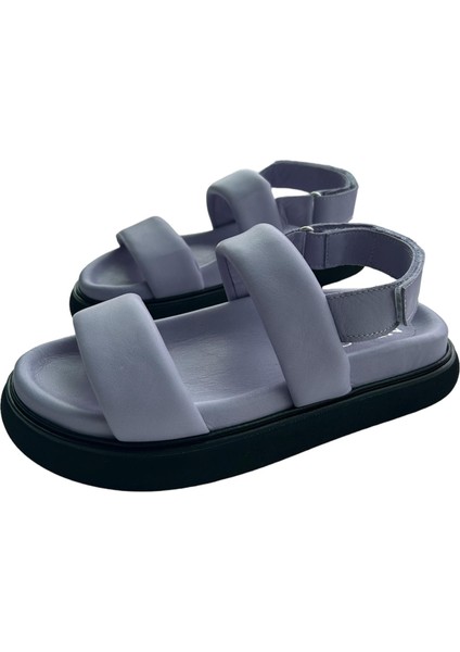 Lila Deri Cırtcırtlı Kadın Sandalet fiyatları