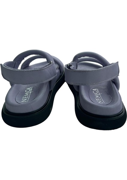 Lila Deri Cırtcırtlı Kadın Sandalet fırsatları