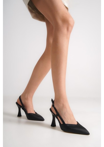 Paris Siyah Arkası Açık Stiletto Yazlık Topuklu Ayakkabı modelleri