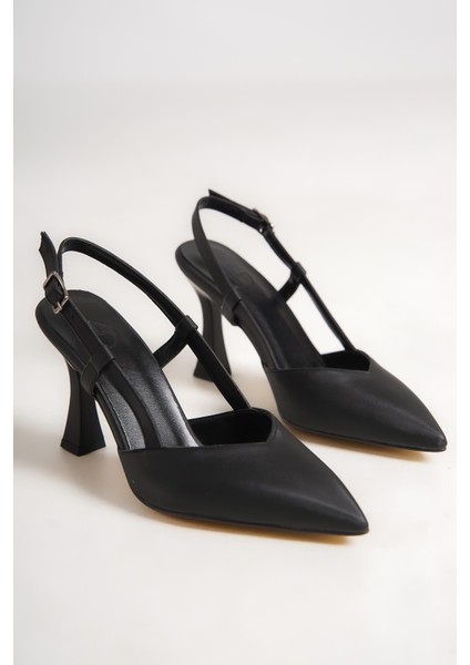 Paris Siyah Arkası Açık Stiletto Yazlık Topuklu Ayakkabı fırsatları