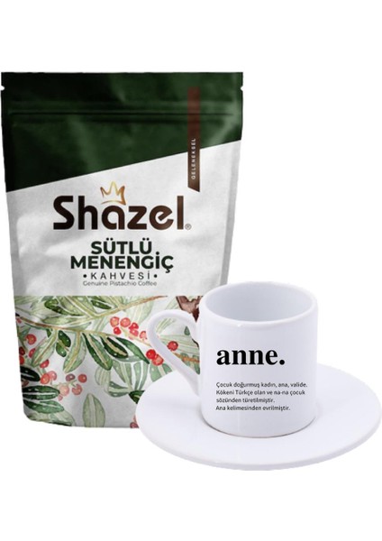 Sütlü Menengiç Kahvesi 200 Gr. + Anne Anlamlı Yazılı Türk Kahvesi Fincanı