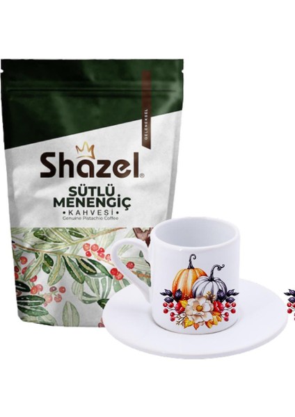 Sütlü Menengiç Kahvesi 200 Gr. + Bal Kabağı Desenli Türk Kahvesi Fincanı