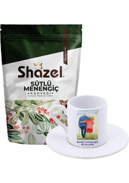 Sütlü Menengiç Kahvesi 200 Gr. + Beraber Yürüyeceğiz Yazılı Türk Kahvesi Fincanı