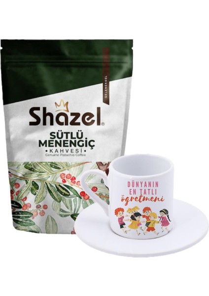 Sütlü Menengiç Kahvesi 200 Gr. + En Tatlı Öğretmen Yazılı Türk Kahvesi Fincanı