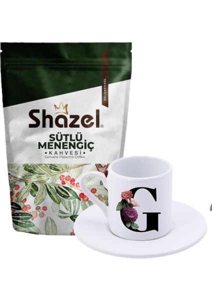 Sütlü Menengiç Kahvesi 200 Gr. + Çiçekli G Harfli Türk Kahvesi Fincanı