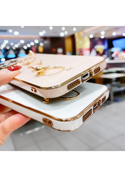 Samsung Galaxy A54 5g Uyumlu Kılıf Kamera Korumalı Parlak Gold Kalpli Bileklik Toka Tutacakcı Zincirli Kapak fiyatları