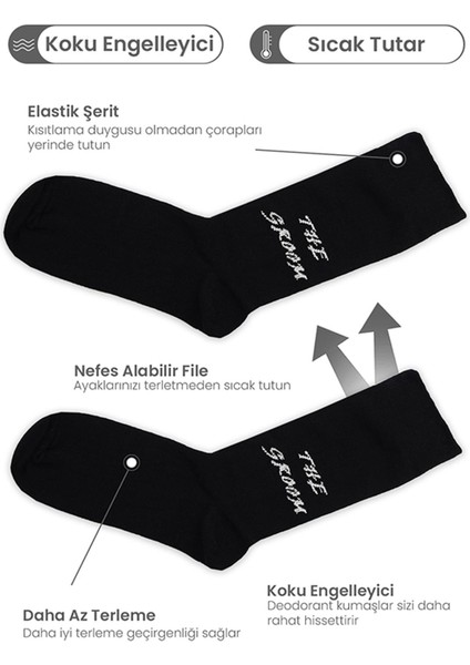 Black Arden Socks 3 Çift  Damat Bohçası Konsepti  Erkek Soket Çorap