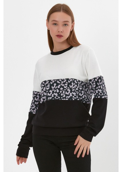 Leopar Desenli Sweatshirt (B23-26500) indirimleri