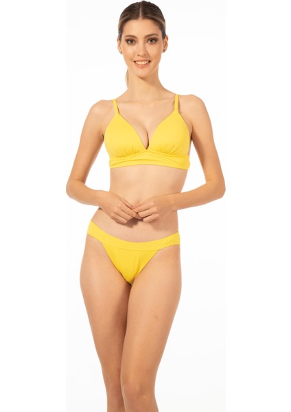 Kadın Bantlı Ip Askılı Kaplı Bikini Takımı - Sarı