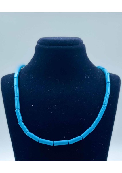Turkuaz Doğal Taş Kolye 4*13 mm Boru Kesim