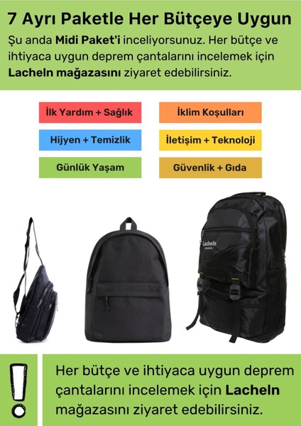 Midi Paket Tam Kapsamlı Hazır Deprem Çantası Için Ilk Yardım Seti Afad Akut 3 4 5 Kişilik Çanta Acil Durum Yaşam Kiti