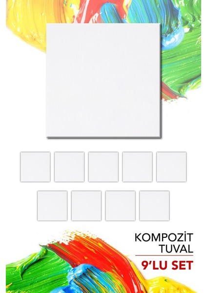 20X20 cm Pres Kompozit Tuval 9'lu Set