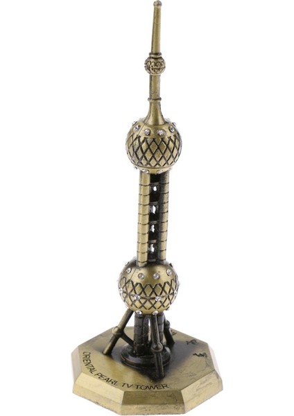 Vintage Bronz Dünyaca Ünlü Bina Mimarlık Modeli, Bina Modeli Heykeli Koleksiyon Figürin Ev Masaüstü Dekoru - 13CM Shanghai Oriental Inci Tv Kulesi (Yurt Dışından) indirimleri