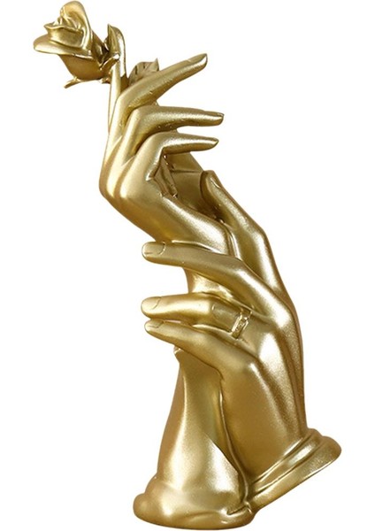 Yaratıcı Reçine Heykel El Taşıyıcı Gül Masaüstü Heykeli El Hediyesi Altın (Yurt Dışından)