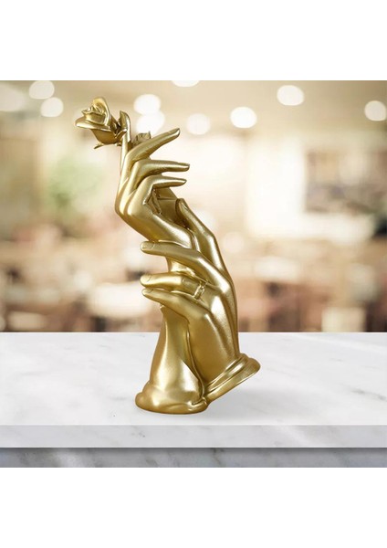 Yaratıcı Reçine Heykel El Taşıyıcı Gül Masaüstü Heykeli El Hediyesi Altın (Yurt Dışından) indirimleri