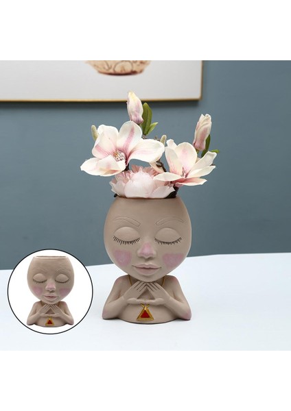 Reçine Bitki Pot Yaratıcı Kafa Ekici Etli Kaktüs Flowerpot Ev Dekor (Yurt Dışından)