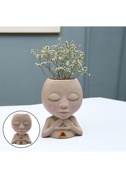 Reçine Bitki Pot Yaratıcı Kafa Ekici Etli Kaktüs Flowerpot Ev Dekor (Yurt Dışından)