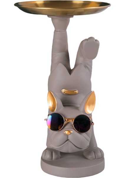 Reçine Köpek Heykeli Heykelcik Depolama Heykeli Gri (Yurt Dışından)