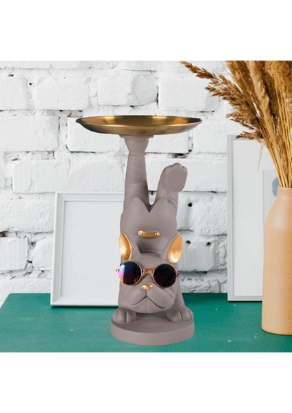 Reçine Köpek Heykeli Heykelcik Depolama Heykeli Gri (Yurt Dışından) fiyatları