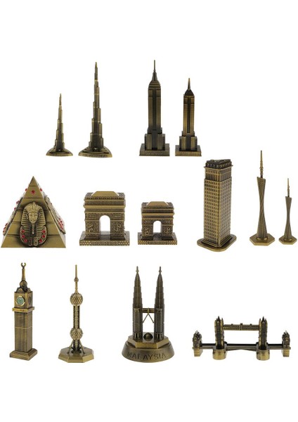 16CM Vintage Bronz Kuleler Kuala Lumpur Metal Heykeli Heykelcik (Yurt Dışından) modelleri