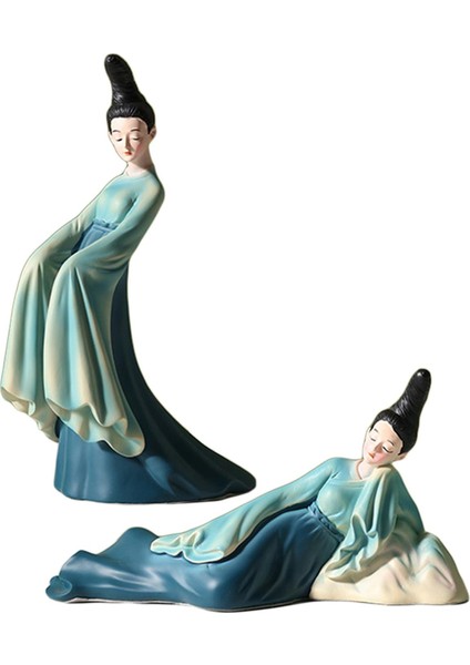 Şiirsel Dansçı Heykelcik Art Reçine Ofis Kabini Masası Yeşil Için Figür Heykeli 25X14CM 15X26CM (Yurt Dışından)