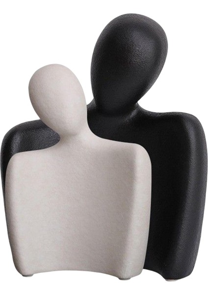 Lover Heykel Seramik Çift Figürin Masaüstü Dekorasyon Yıldönümü Hediye Beyaz S Siyah L (Yurt Dışından) fiyatları