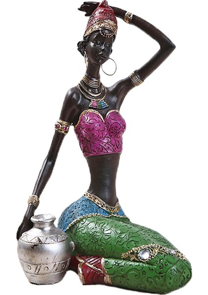 Afrika Figür Heykel Kabile Bayan Heykeli Koleksiyon Sanat Eseri (Yurt Dışından)