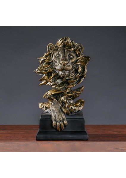 Modern 3D Lion Heykel Figürin Ev Ofis Raf Feng Shui Kitaplık Dekor Bakır Renk (Yurt Dışından) fiyatları