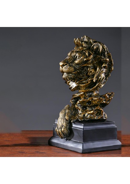 Modern 3D Lion Heykel Figürin Ev Ofis Raf Feng Shui Kitaplık Dekor Bakır Renk (Yurt Dışından) modelleri