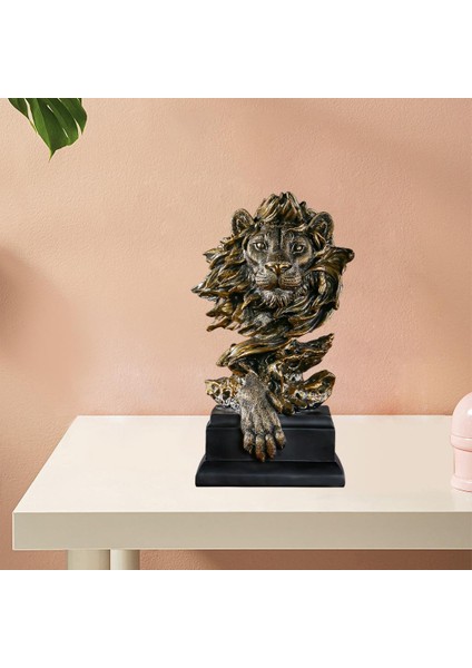 Modern 3D Lion Heykel Figürin Ev Ofis Raf Feng Shui Kitaplık Dekor Bakır Renk (Yurt Dışından) indirimleri