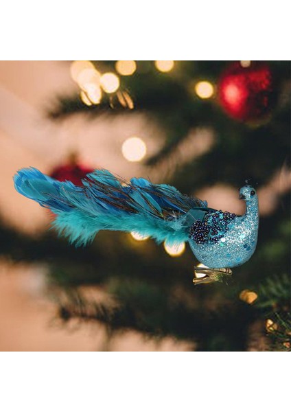 Mavi Tavus Kuşu Dekor Xmas Ağacı Dekorasyon El Yapımı Zanaat Yapay Kuş Modeli (Yurt Dışından) indirimleri