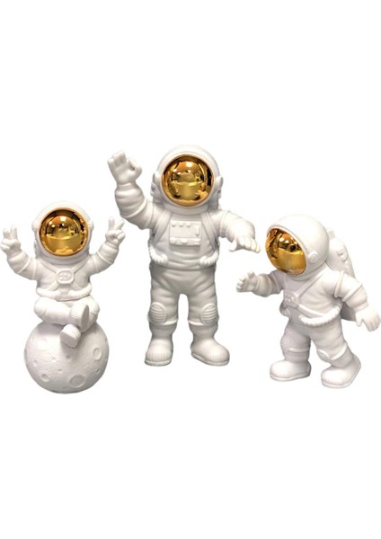 3pcs Astronot Figürinler Minyatürler Uzaylı Dekoratif Koleksiyonlar El Sanatları Altın (Yurt Dışından)