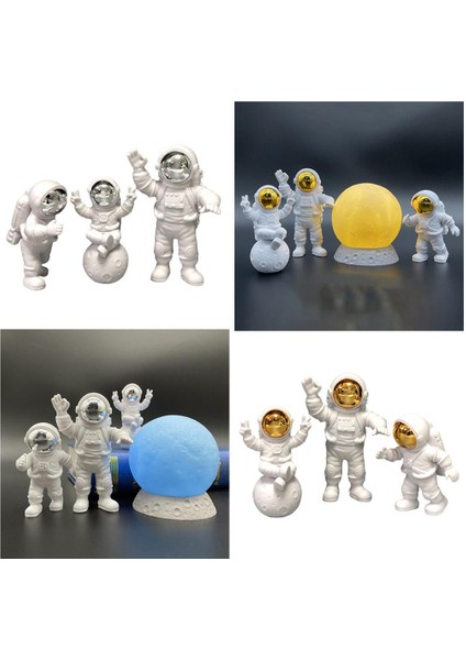 3pcs Astronot Figürinler Minyatürler Uzaylı Dekoratif Koleksiyonlar El Sanatları Altın (Yurt Dışından)