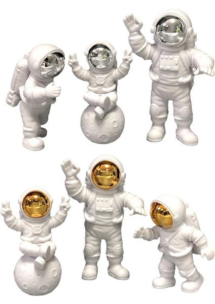 3pcs Astronot Figürinler Minyatürler Uzaylı Dekoratif Koleksiyonlar El Sanatları Altın (Yurt Dışından)